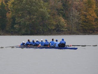 The Blue Devils won one of their six races in Redwood City, Calif., Saturday to kick off the spring season.