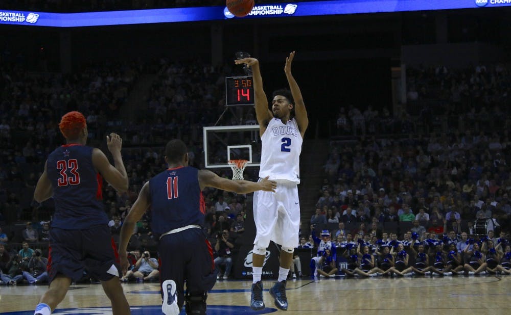 Quinn Cook made six 3-pointers to pace the Blue Devil offense Frida.