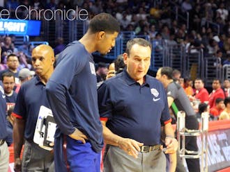 Head coach Mike Krzyzewski and Paul George have built a strong relationship since George suffered a compound fracture in his right leg during a 2014 Team USA scrimmage.&nbsp;