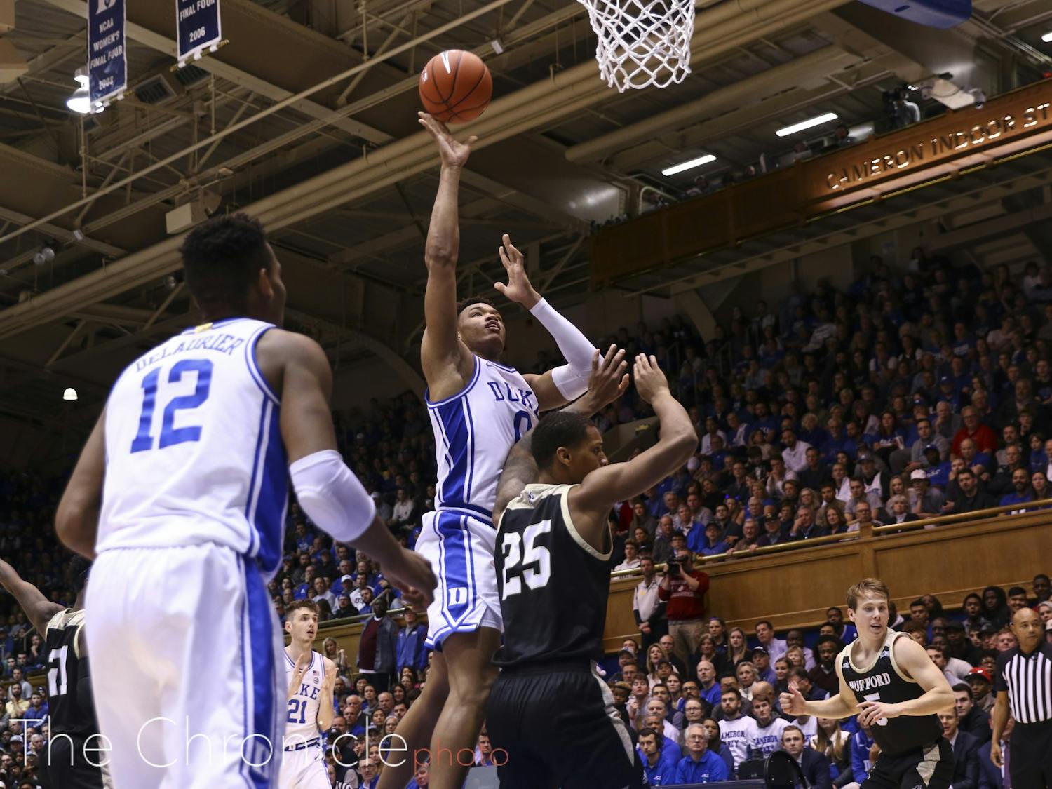 Despite the absence of Tre Jones who was out with a mild sprain, the Blue Devils showed the strength of their communication and soundly defeated Wofford 86 to 57 at Home in Cameron Thursday Night. Check out head photo editors Charles York's and Mary Helen Wood's best shots from the evening.
