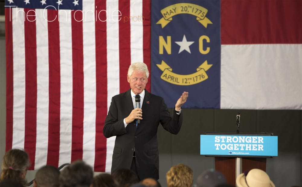 Bill Clinton visited Durham Tuesday to campaign for his wife, Democratic presidential nominee Hillary Clinton.&nbsp;