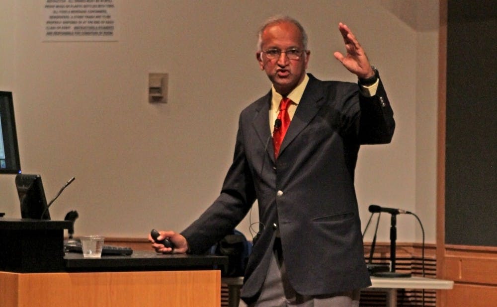 "Conservation is about being optimistic, but cautiously optimistic," Ullas Karanth warned at the event Tuesday night.