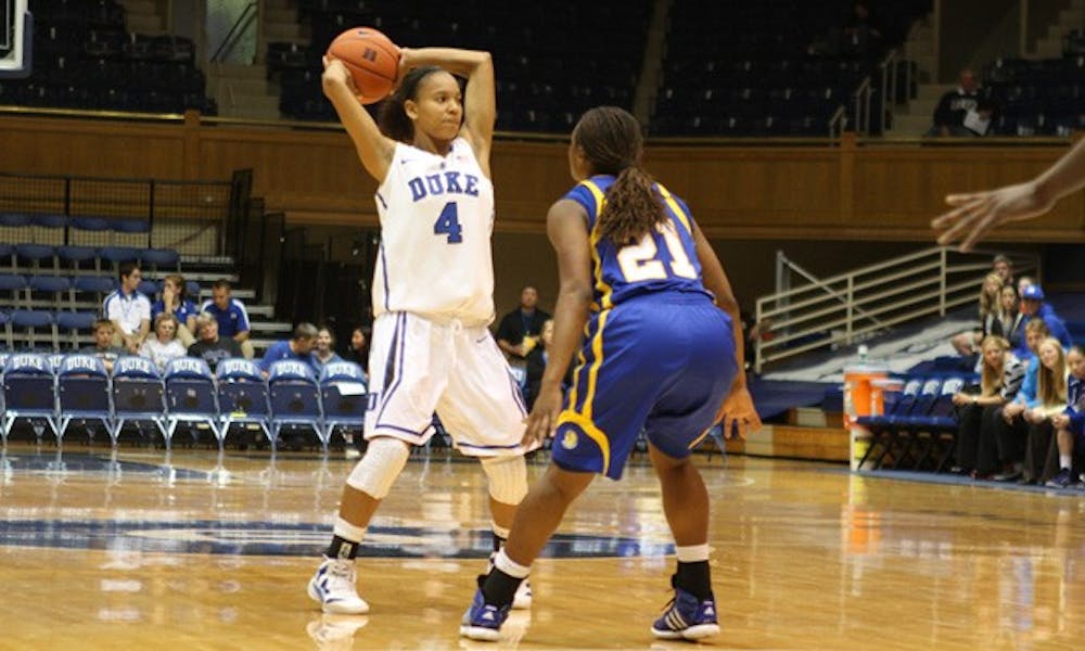 Sophomore Chloe Wells (above) and classmate Chelsea Gray will lead a young Blue Devil team this weekend.