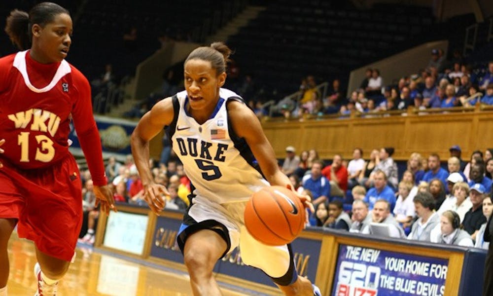 Senior Jasmine Thomas, who scored 19 against Charlotte in Duke’s last outing, will lead the Blue Devils in the third leg of their four-game road trip.