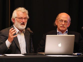 Nobel Prize winner John Sulston speaks Monday at the Sanford School of Public Policy.