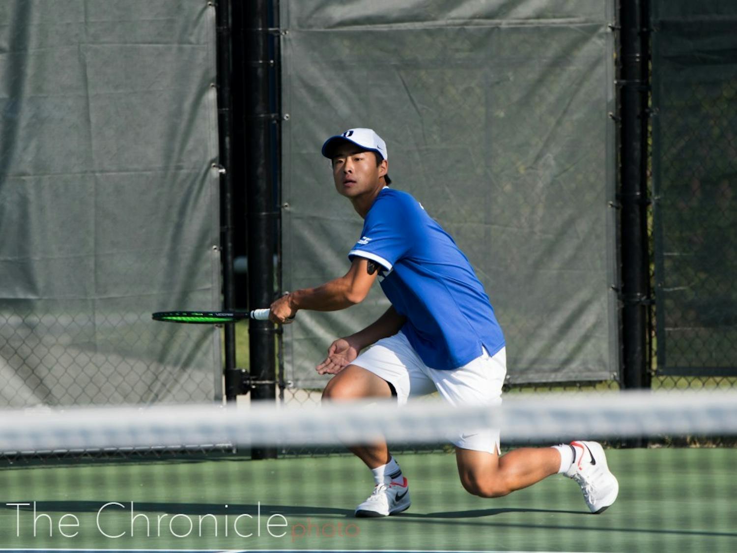 Sophomore Andrew Zhang was one of four Blue Devils to secure straight-set wins against Clemson Sunday.