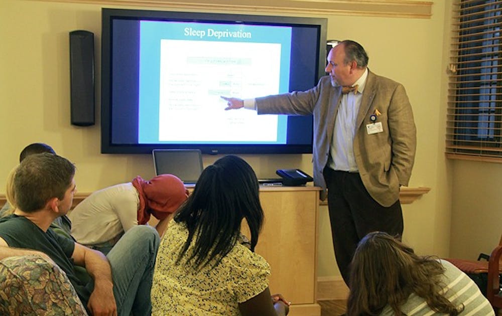 Dr. Xavier Preud’homme, assistant professor of internal medicine and psychiatry, spoke about the the brain and the role of dreams in sleep Wednesday.