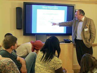 Dr. Xavier Preud’homme, assistant professor of internal medicine and psychiatry, spoke about the the brain and the role of dreams in sleep Wednesday.