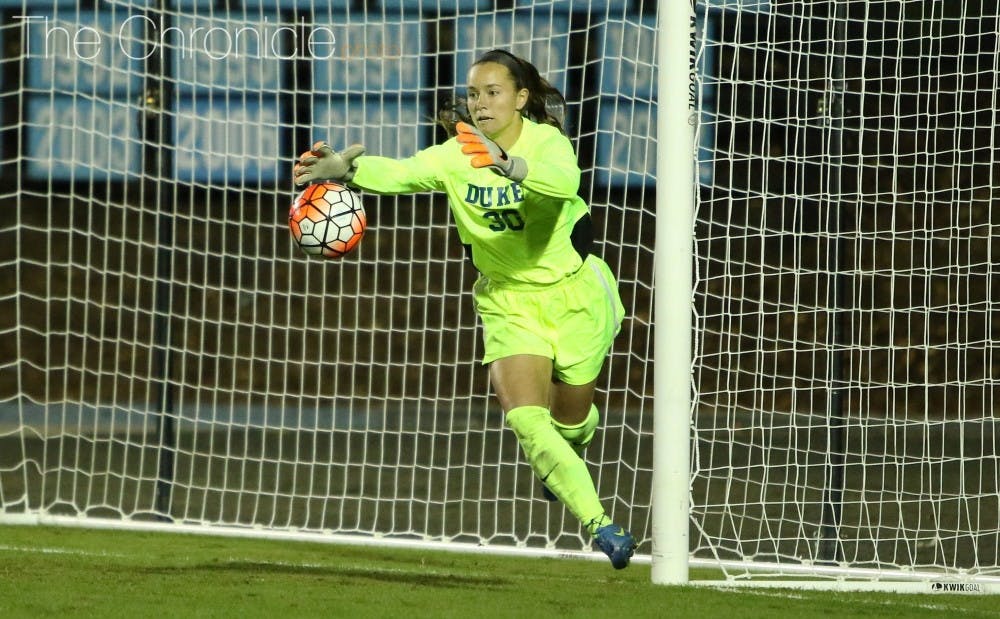 Goalkeeper E.J. Proctor made several key saves down the stretch Friday to send Duke to the College Cup.