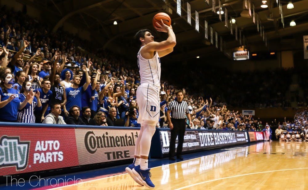 Grayson Allen has stayed hot for the second half in a row, reaching double figures by halftime.