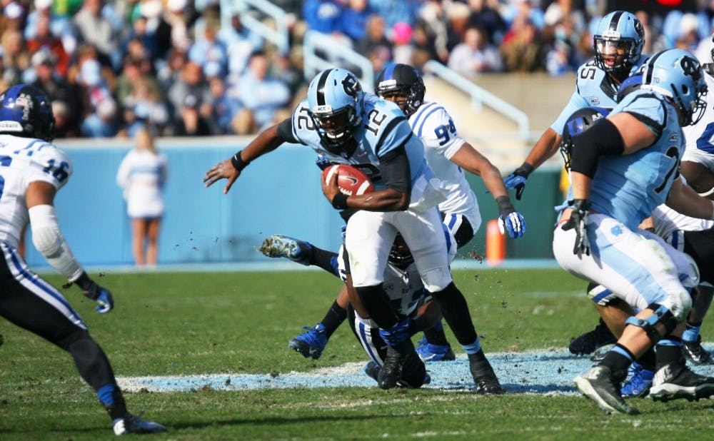 North Carolina quarterback Marquise Williams leads the Tar Heels on the ground with 623 yards and 10 scores to go along with his 18 passing touchdowns this season.