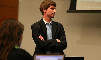 Junior Gregory Morrison, Duke Student Government executive vice president , discussed the new resolution which defined “essential and inalienable rights” for Duke undergraduates at DSG’s meeting Wednesday night.