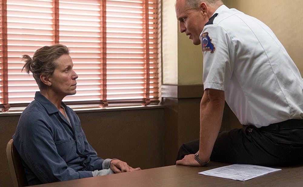 Frances McDormand and Woody Harrelson star in "Three Billboards Outside Ebbing, Missouri," which has showtimes at Durham's Carolina Theatre.