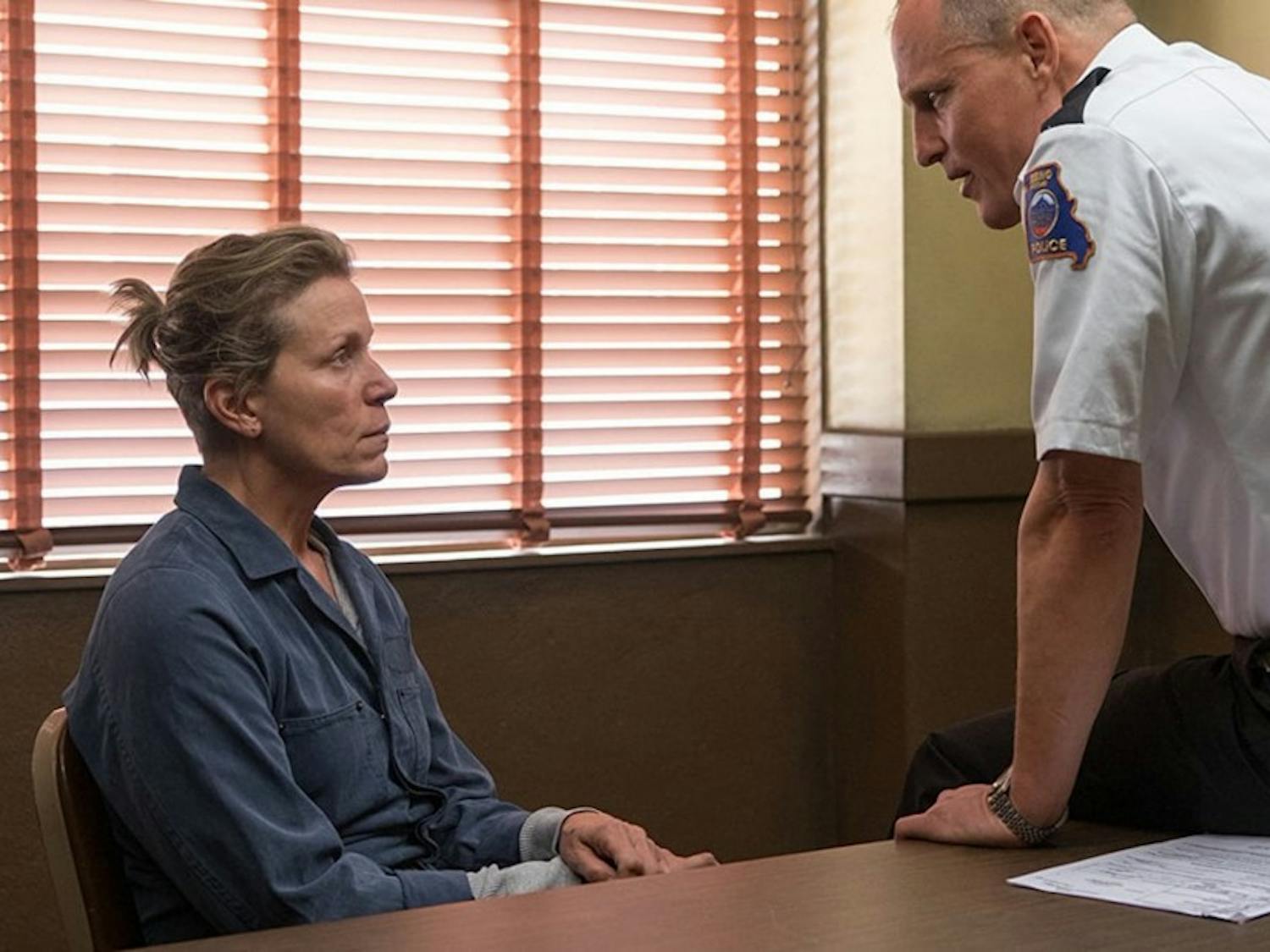 Frances McDormand and Woody Harrelson star in "Three Billboards Outside Ebbing, Missouri," which has showtimes at Durham's Carolina Theatre.