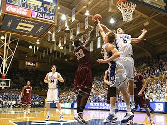 Duke dominated Colgate in all aspects of the game Friday night, outrebounding and outshooting the Raiders en route to the 52-point win. Guards Nolan Smith and Kyrie Irving each tallied nine assists in the game.