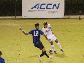 Colby Agu scored the first goal for the Blue Devils.