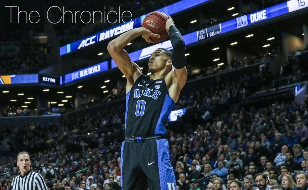 <p>Jayson Tatum became the third Blue Devil freshman during head coach Mike Krzyzewski's tenure&nbsp;ever to average at least&nbsp;15 points and seven rebounds per game.&nbsp;</p>