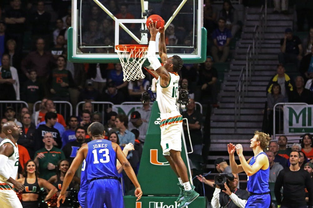 Miami's Sheldon McClellan scored a game-high 21 points, beating the Blue Devil zone over the top and via backdoor cuts for several dunks and alley-oops.