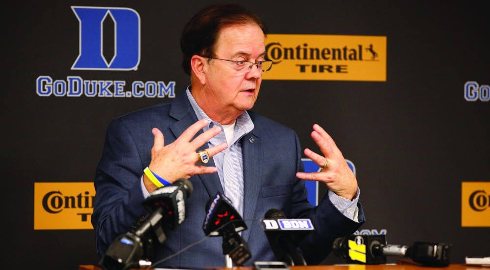 <p>Head coach David Cutcliffe promoted offensive quality control coach Marcus Johnson to assistant head coach Tuesday after John Latina announced his retirement following four seasons on the Duke staff.</p>