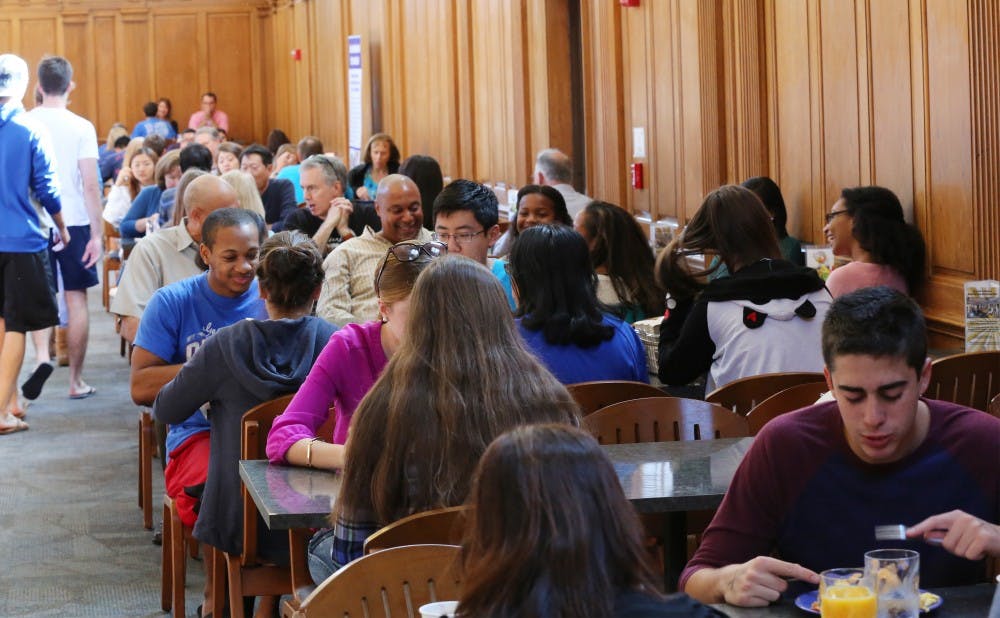 Students and their families dine at the Marketplace on East Campus.