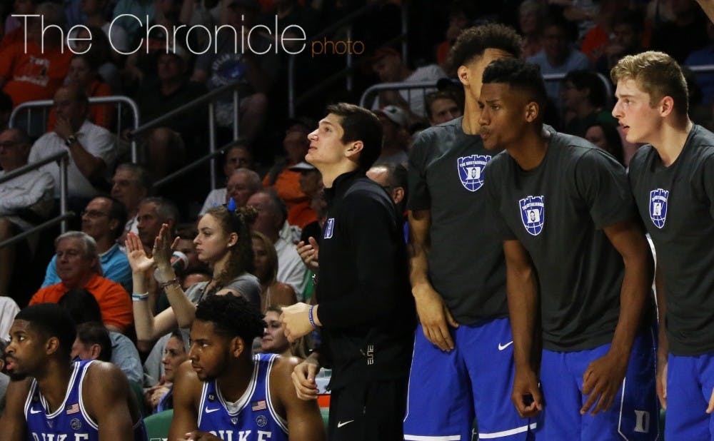Grayson Allen could only watch as the Blue Devils suffered through their worst offensive game of the season Saturday.&nbsp;