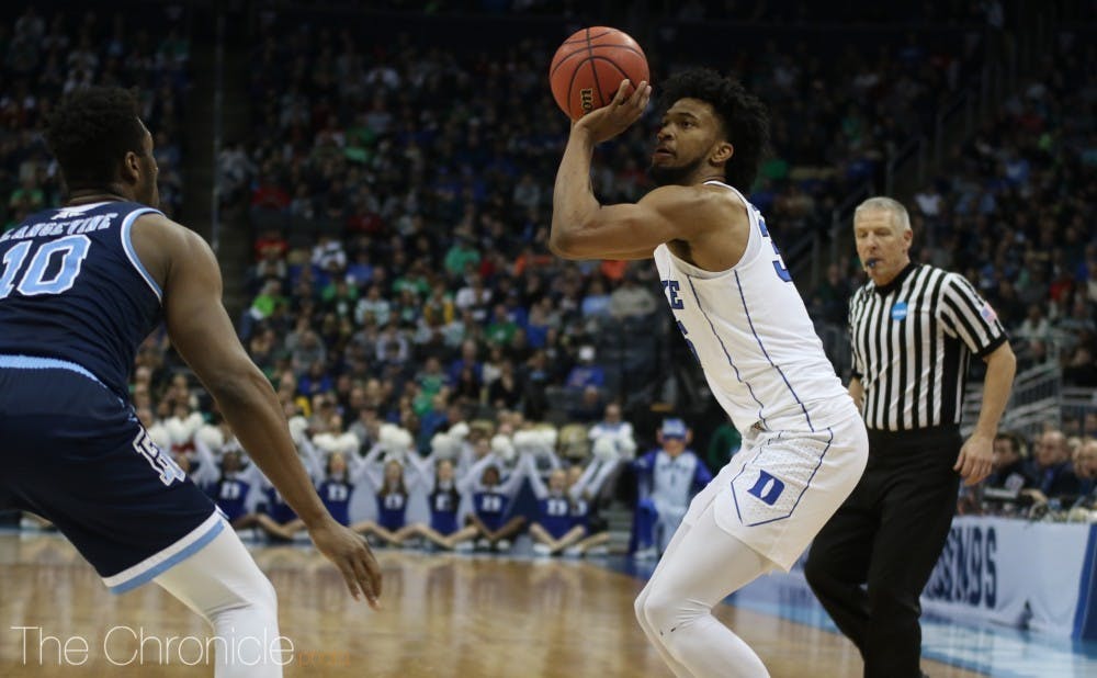 <p>Marvin Bagley III got behind the Syracuse zone for multiple dunks, but Duke is getting killed on the boards.</p>