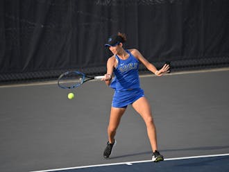 Graduate student Meible Chi won her singles match Friday against the Yellow Jackets, but it wasn't enough to push Duke over the top.