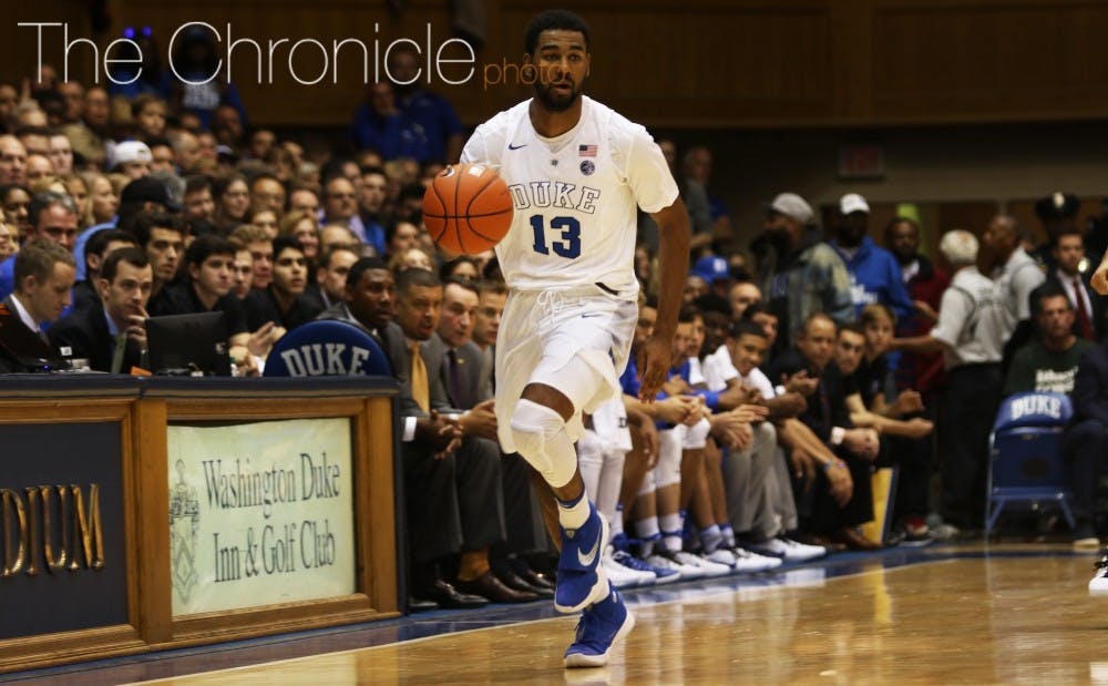 Matt Jones could be called on to help defend Miles Bridges Tuesday for the Blue Devils.
