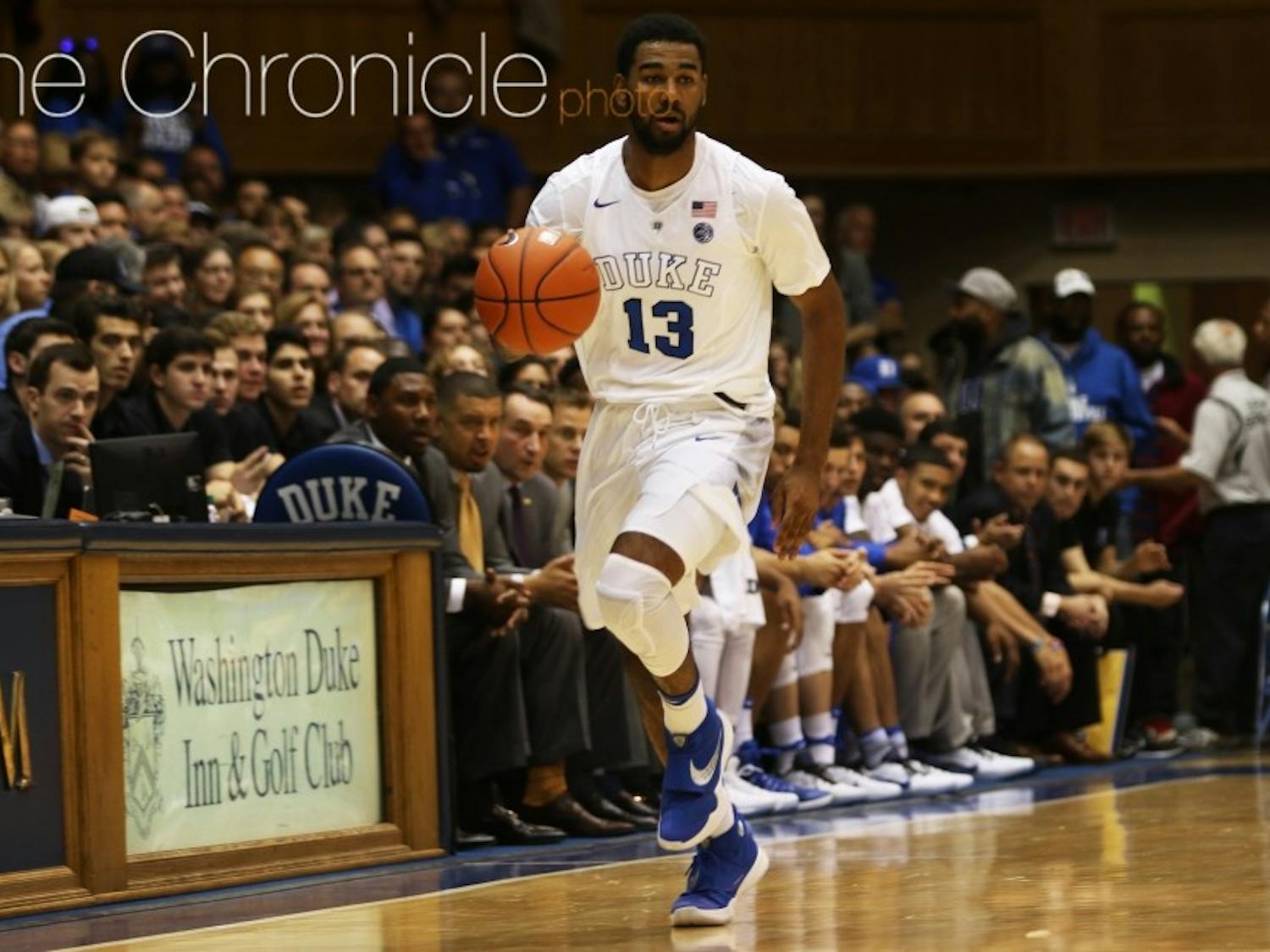 Matt Jones could be called on to help defend Miles Bridges Tuesday for the Blue Devils.