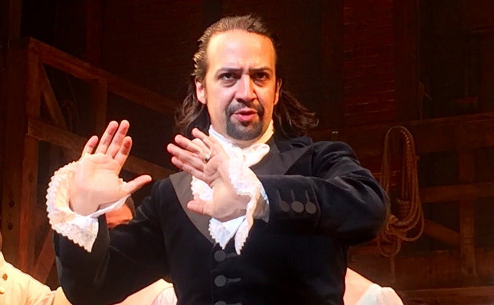 <p>Lin-Manuel Miranda, playwright and actor in "Hamilton," performs as the title character on Broadway.&nbsp;</p>