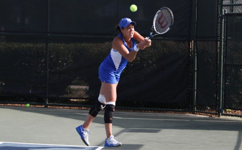 <p>Senior Beatrice Capra and the Blue Devils will head west to Las Vegas to open their spring season against some of the nation's best competition.</p>