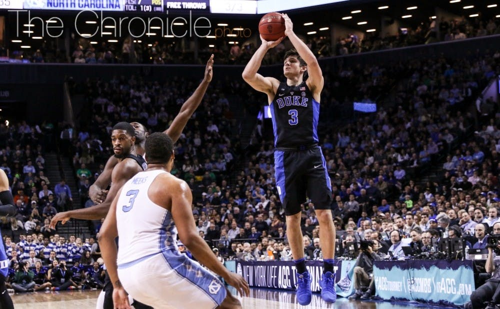 <p>Grayson Allen averaged 14.5 points per contest last season, more than a seven-point drop from his production as a sophomore.</p>
