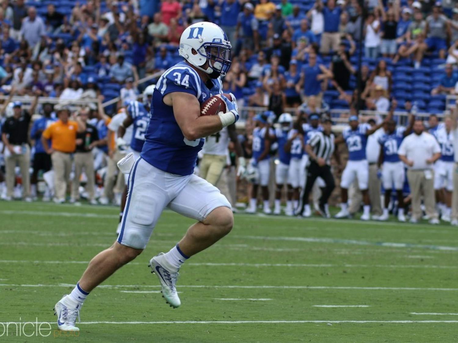 Ben Humphreys returned an interception 22 yards for a touchdown to key Duke's 34-20 win against Baylor. 