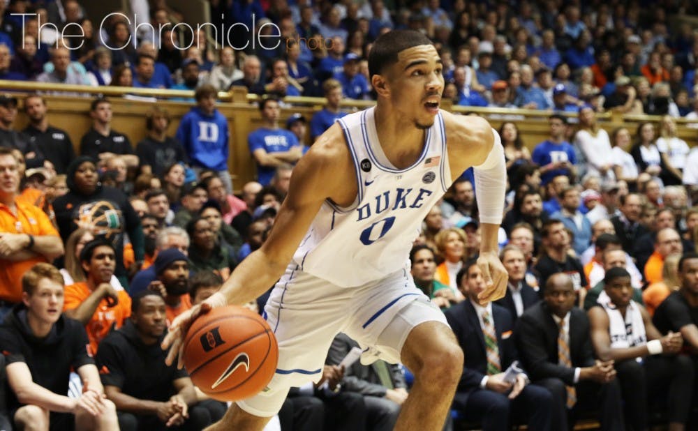 Freshman Jayson Tatum scored just two first-half points but contributed to Duke's 20-0 run with several hard drives to the rim.&nbsp;