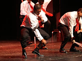 Students perform in the National Pan-Hellenic Council’s annual Homecoming Step Show Friday night, an event which showcases the history of each of Duke’s eight historically black fraternities and sororities.