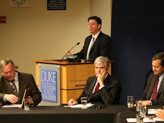 A panel of several CEOs and deans discusses the flawed economics of the current alternative energy market at Fuqua Thursday. The panelists agreed that more innovations are needed to solve the energy problem.