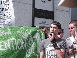 Various environmental and social organizations protested Duke Energy outside the Democratic National Convention Wednesday.