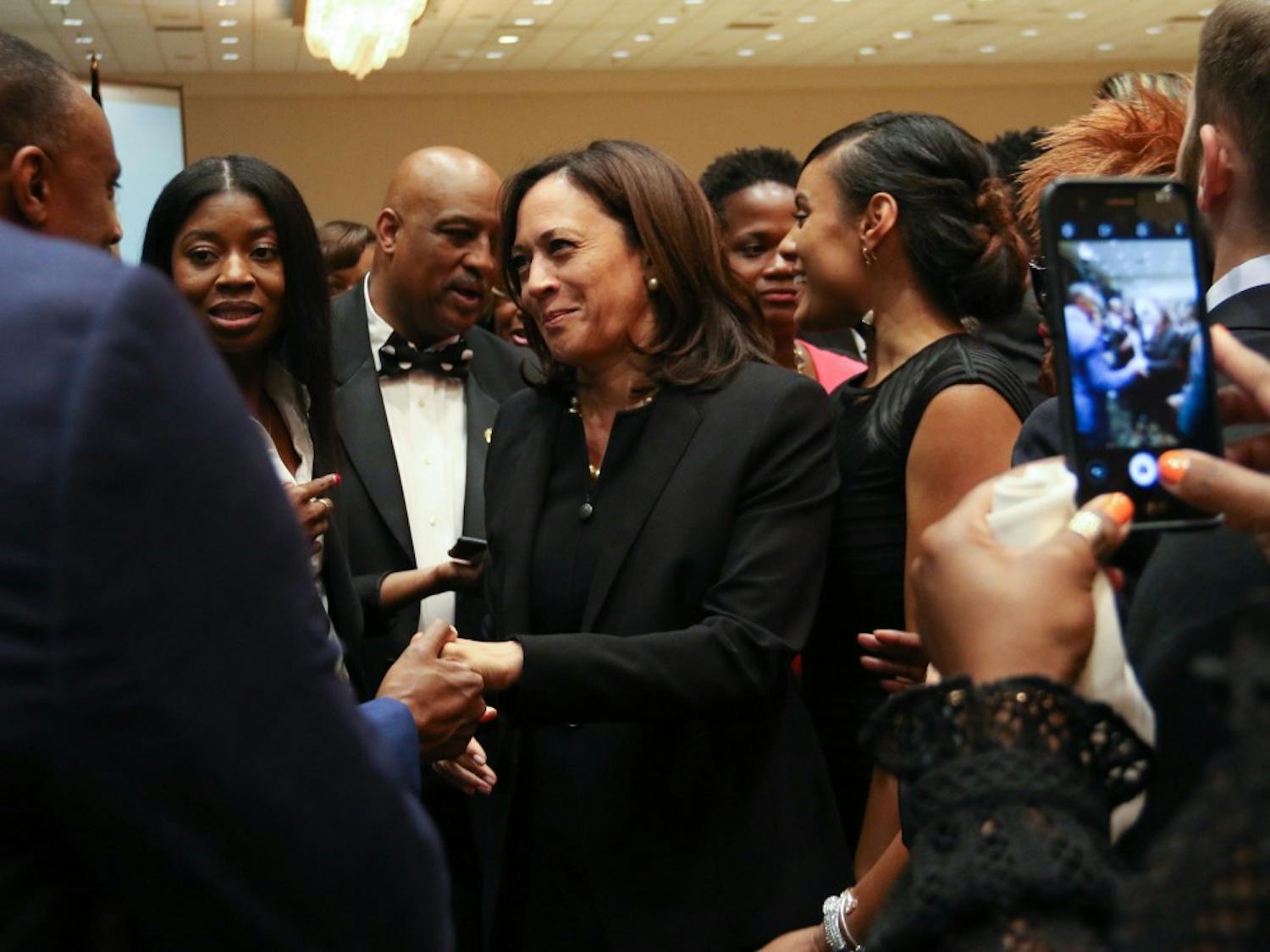 Democratic presidential Candidate Kamala Harris was in Durham last Saturday as the keynote speaker for the Durham Committee on the Affairs of Black People's Founders' Day Banquet. Senator Harris (D-CA) was introduced by Representative G.K. Butterfield (D-NC). NC Governor Roy Cooper and Chief Justice Cheri Beasley of the NC Supreme Court were also in attendance at an event that honors community members and awards scholarships to students from Durham.

Photos by Photo Editor Mary Helen Wood

&nbsp;See Stefanie Pousoulides's article here.