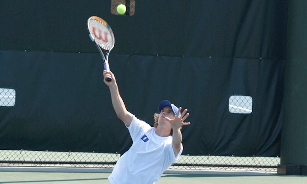 Senior Dylan Arnould was unable to win at No. 3 singles, but still ended his final home match victorious thanks to Reid Carleton’s late heroics.