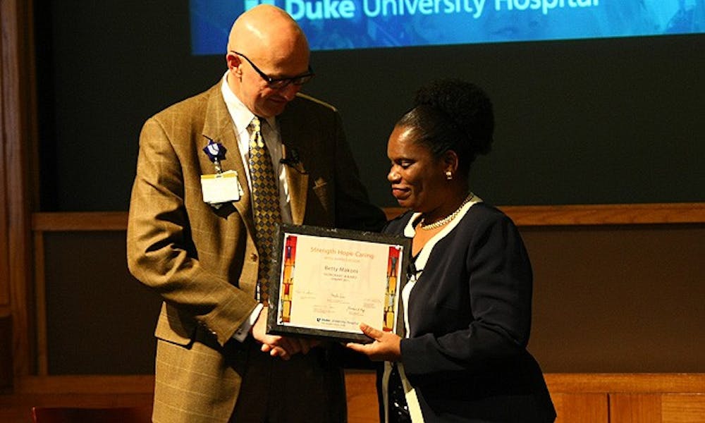 Betty Makoni, a gender activist who was raped when she was six years old, spoke about her work to Duke Medicine employees Tuesday.