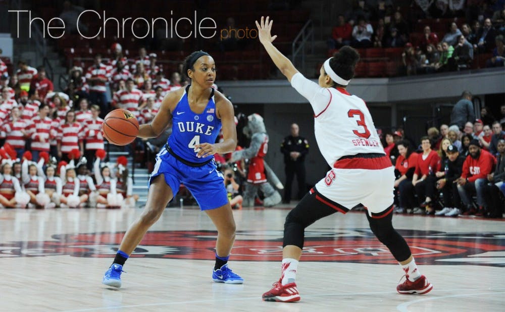 Junior Lexie Brown missed a go-ahead 3-pointer late in Sunday's game as the Blue Devils were unable to finish a second-half comeback.&nbsp;