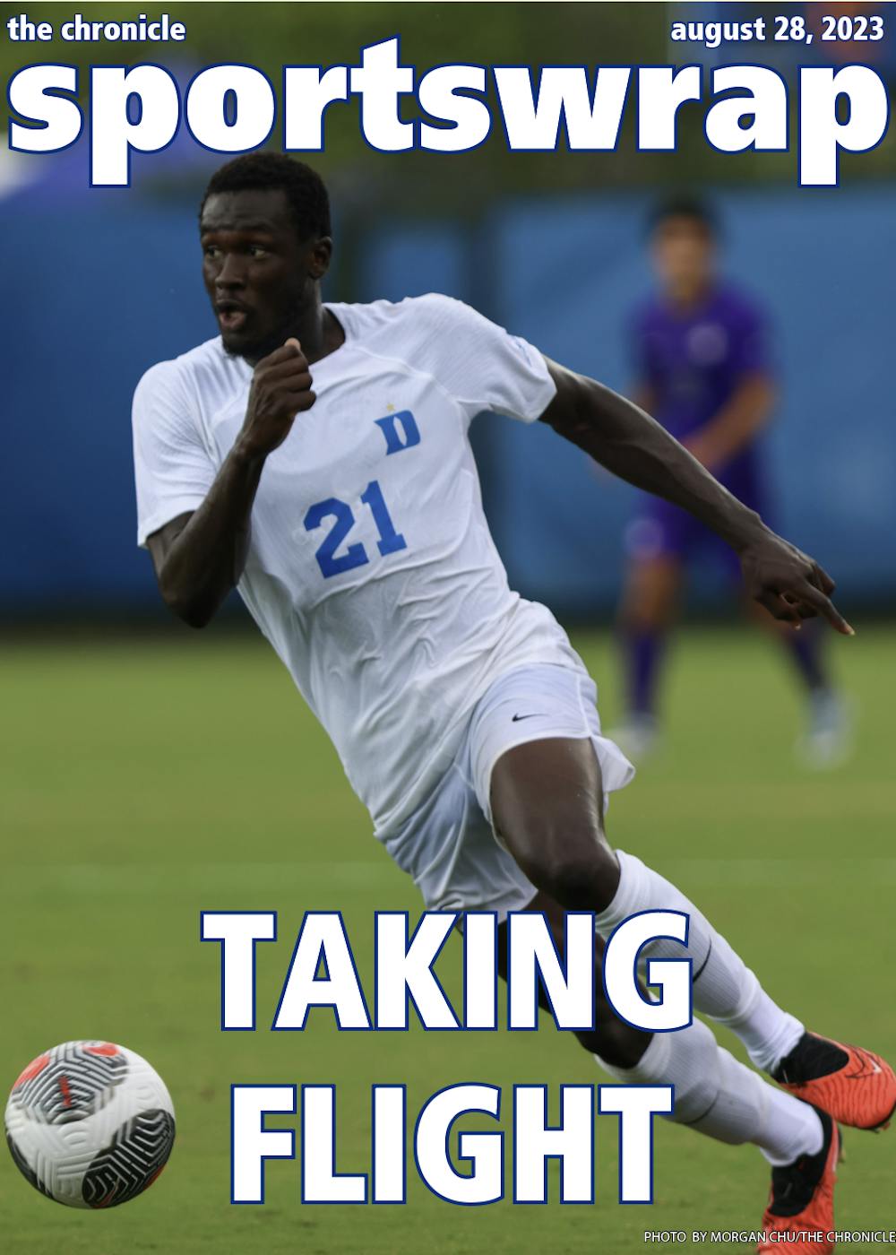 Graduate forward Forster Ajago dribbles with the ball during Duke's 6-0 win against Furman Sunday.