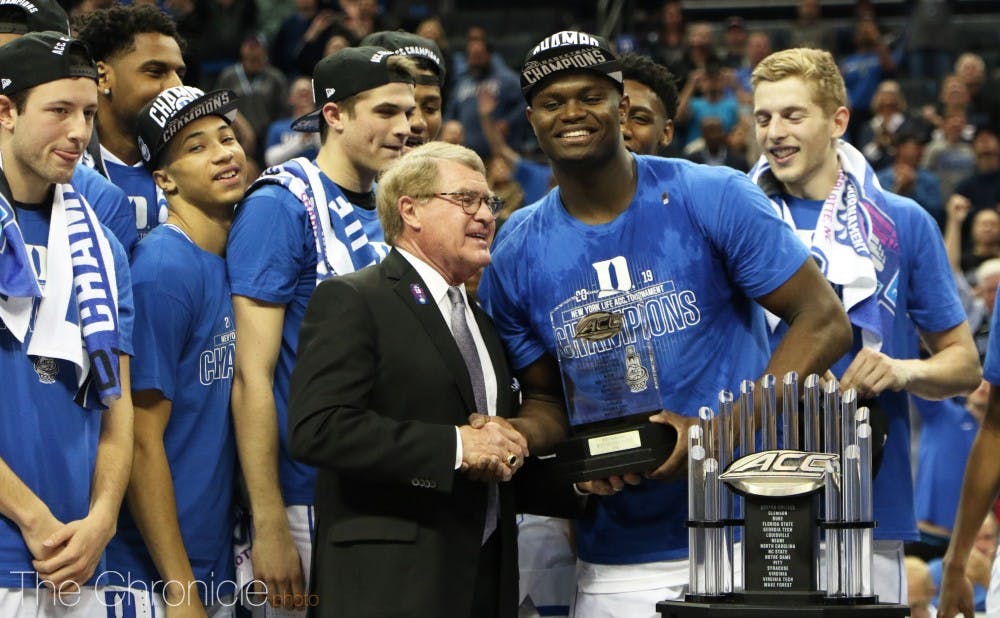 <p>Zion Williamson became the first freshman in conference history to win ACC Player of the Year and ACC tournament MVP.</p>
