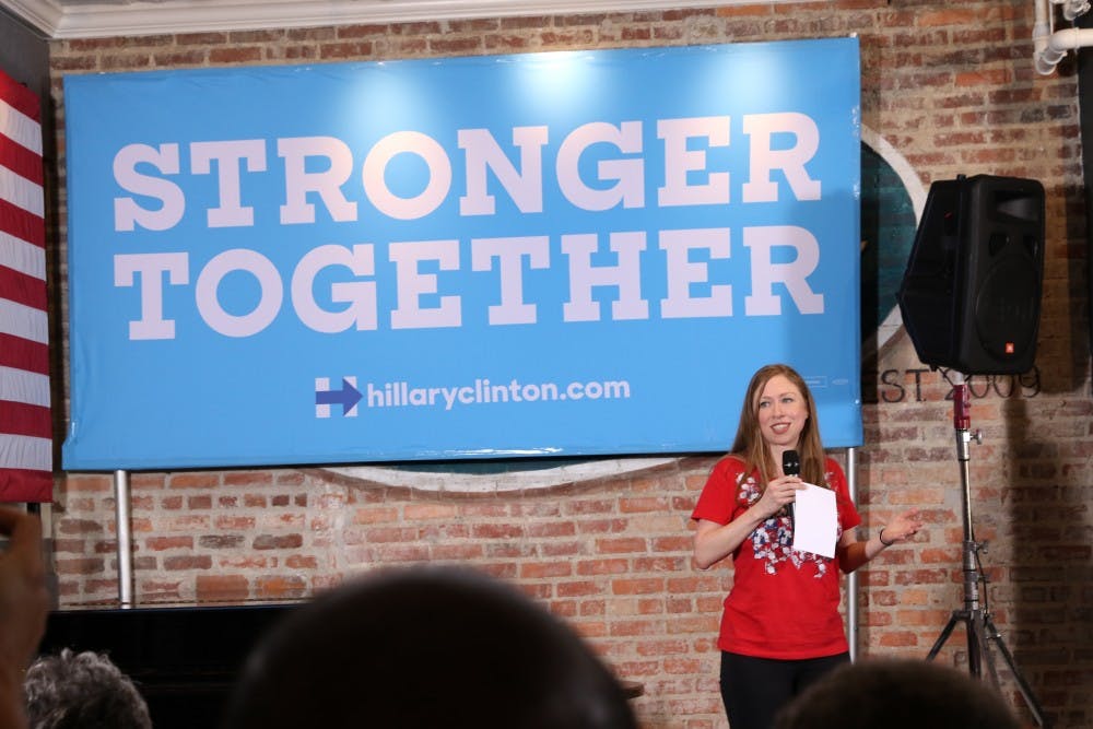 <p>Chelsea Clinton spoke about her mother's plan to make higher education more affordable and encouraged volunteers to get involved in the campaign.&nbsp;</p>