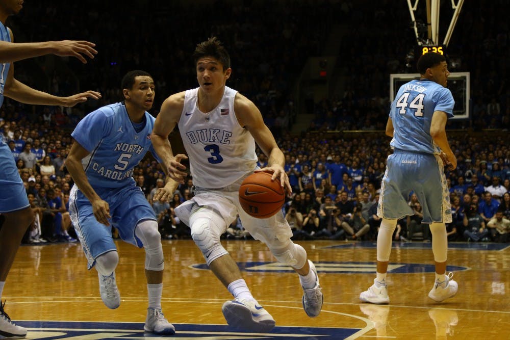 <p>Grayson Allen scored 30 points four times this season on his way to a team-high 21.5 points per game, helping the sophomore nab first-team All-ACC honors.</p>
