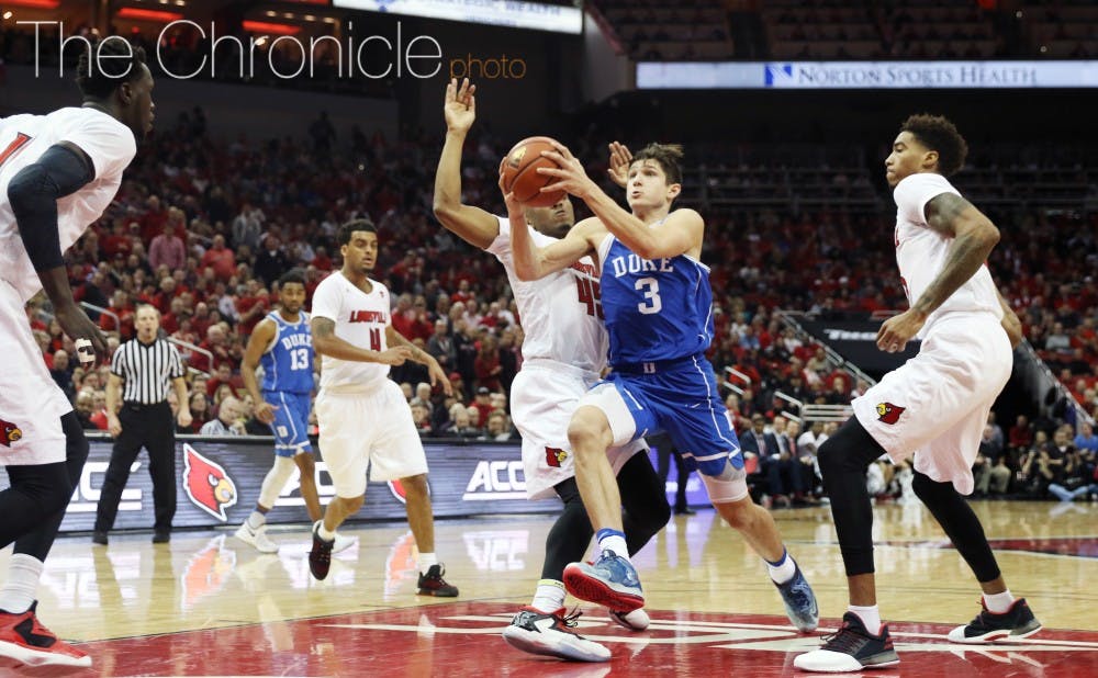 Junior Grayson Allen carried Duke's offense for much of the second half, but Louisville was able to prevent him from setting up his teammates for easy baskets.&nbsp;