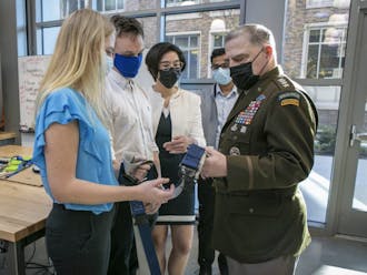 General Mark A. Milley visited the Wilkinson Building Friday while at Duke. Photo courtesy of Duke Today.
