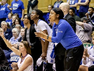 Kyra Lambert has led the Blue Devils from the sidelines while recovering from a torn ACL.
