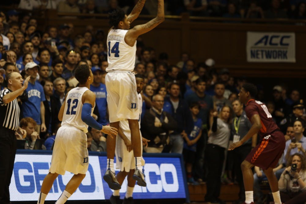 Freshman Brandon Ingram set the tone for the game early by hitting 3-pointers on Duke's first two possessions.