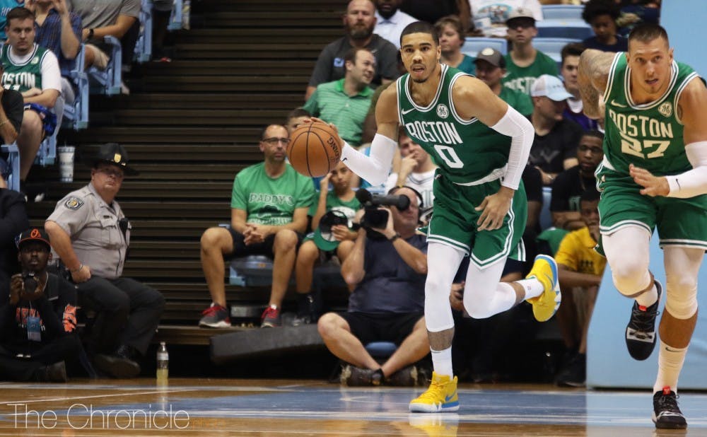 <p>Former Blue Devils Jayson Tatum returned to the Raleigh-Durham area after leaving Duke for the NBA in 2017.</p>